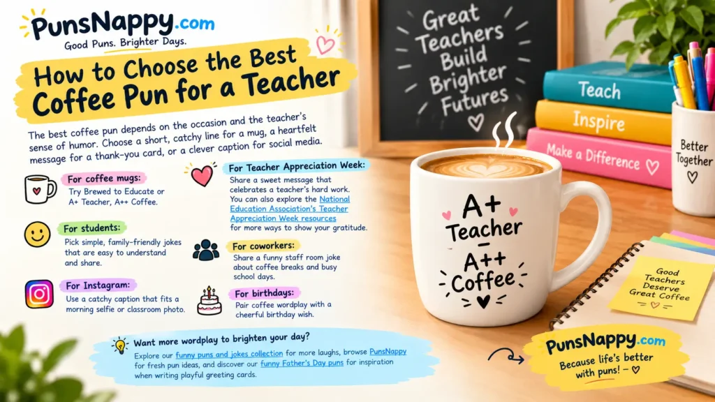 Teacher Coffee Puns Desk Guide